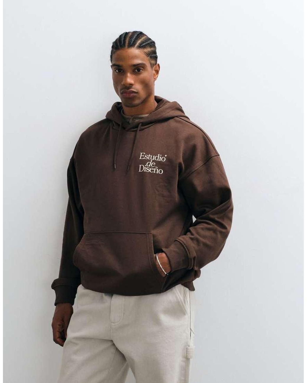 Only & Sons Black Relaxed Fit Hoodie With Deseno Back Print for men