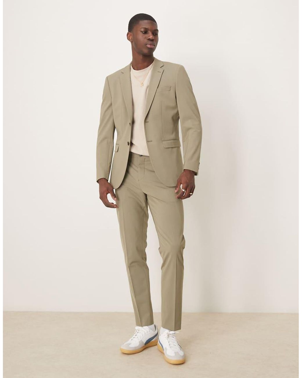 SELECTED Slim-Fit Pantalon in het Natural voor heren