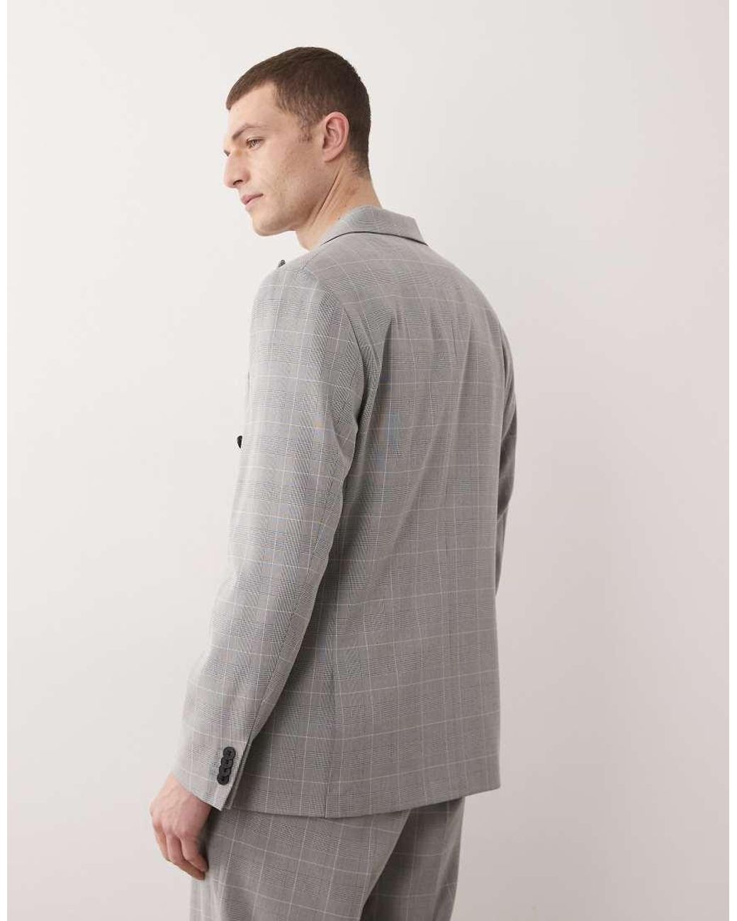 ASOS Gray Regular Double Breasted Suit Jacket for men