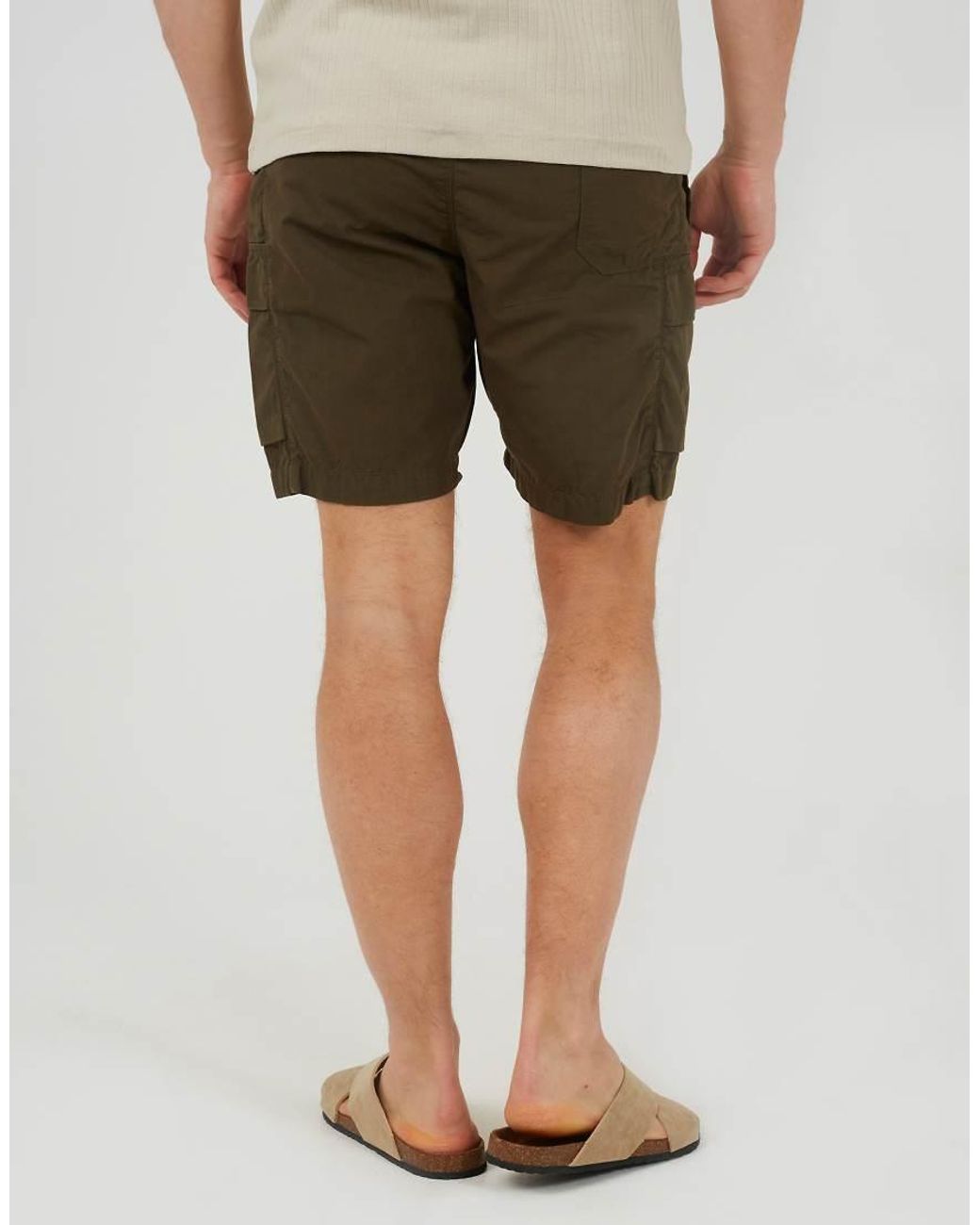 Brave Soul Green Ripstop Cargo Shorts for men