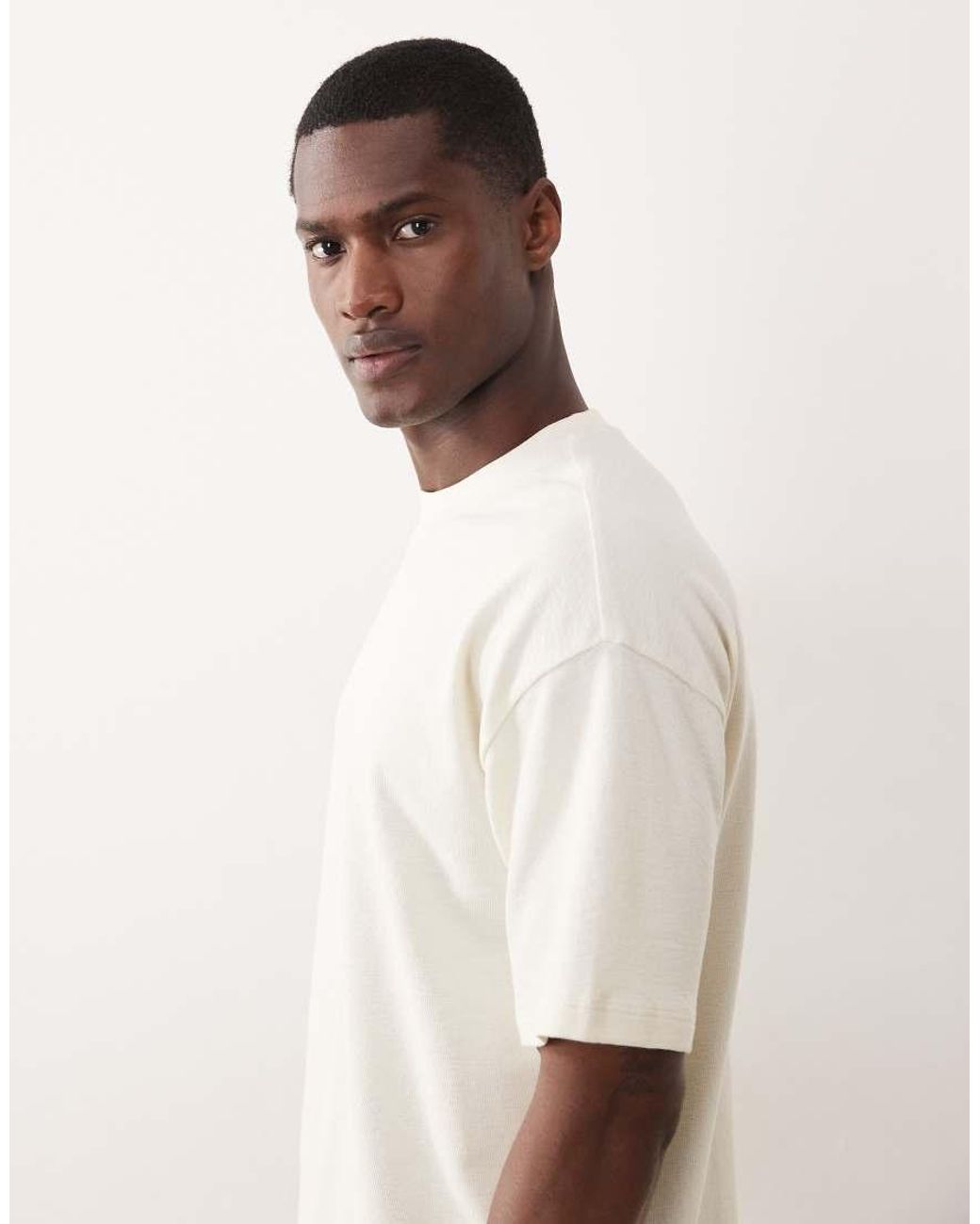 New Look Natural Textured Oversized T-Shirt for men