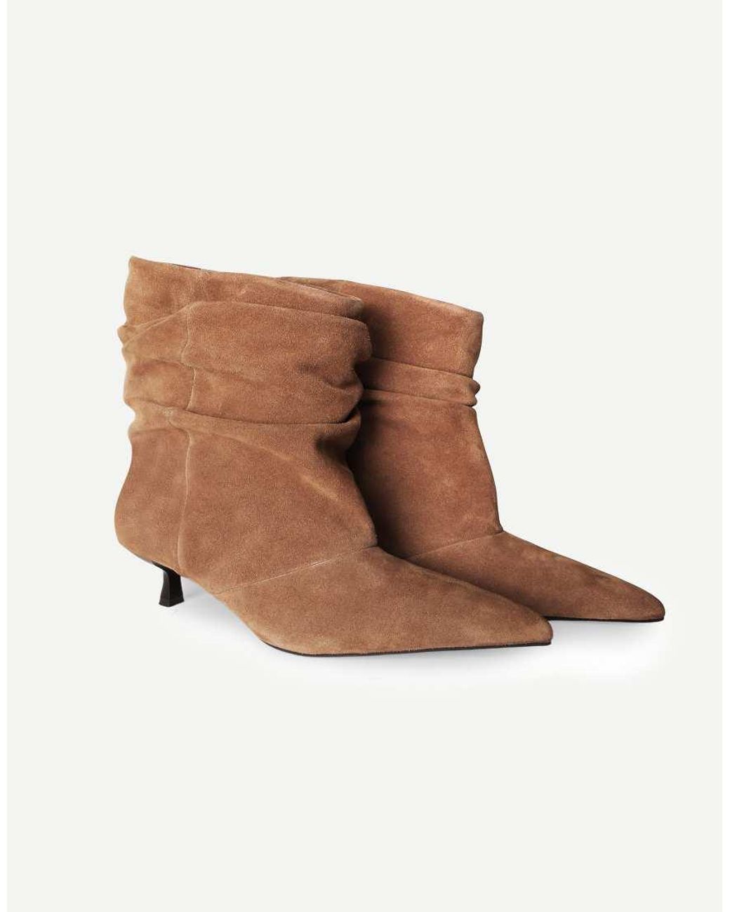 OFF THE HOOK Brown Lottie Suede Slouchy Pointed Toe Kitten Heel Ankle Boots