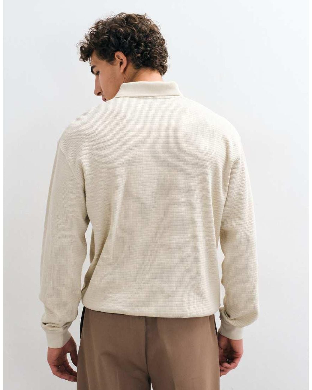New Look Natural Waffle Texture Polo for men