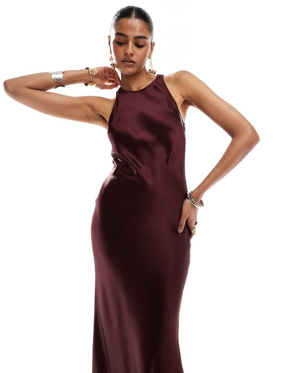 Other Stories Bias Cut Satin Midi Dress in Red Lyst UK