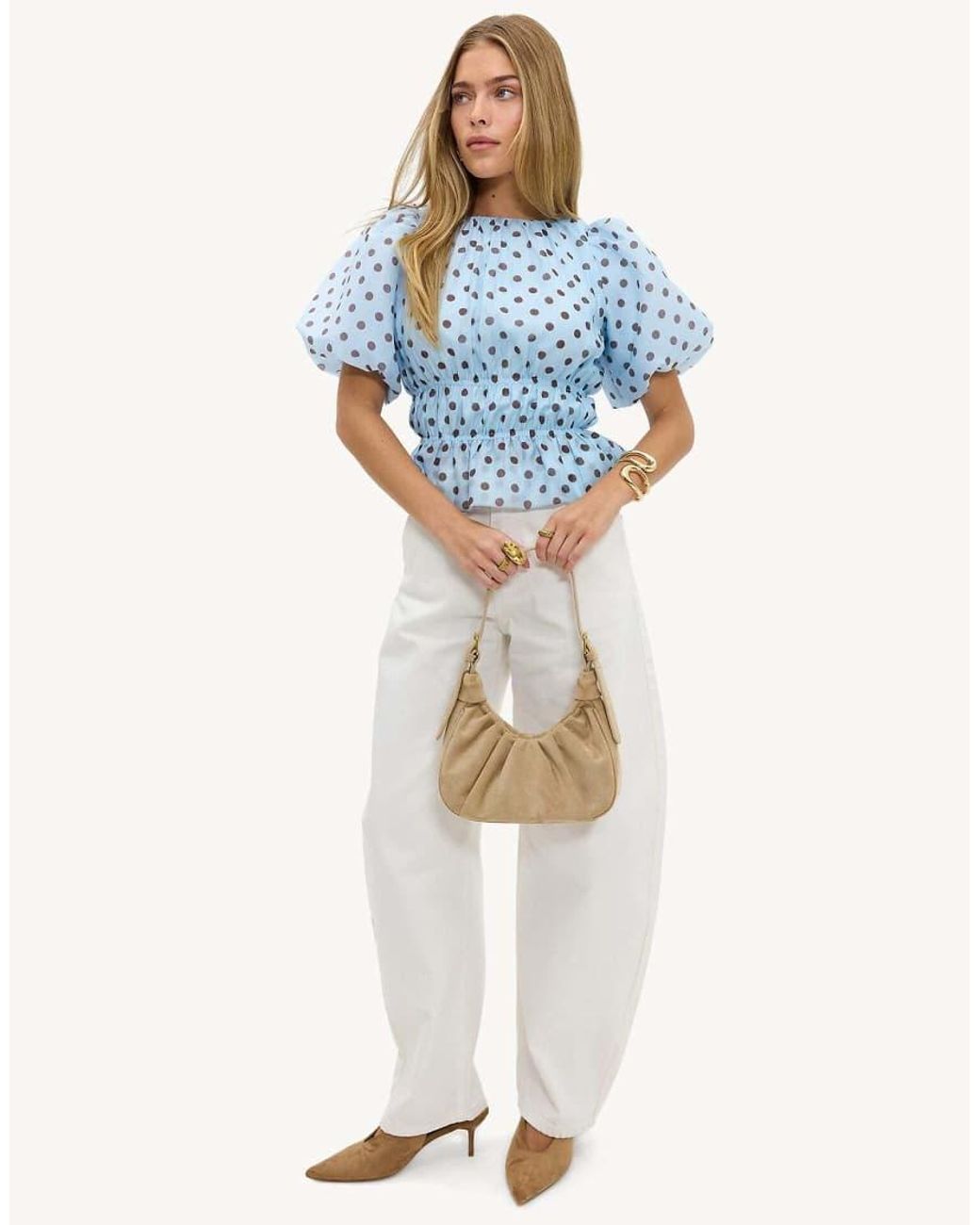 Loavies Blue Vivid Love Polka Dot Top