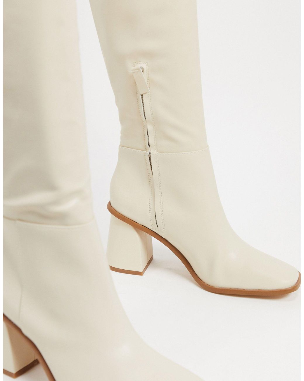 Pull&Bear Pull On Knee Boots in Natural | Lyst