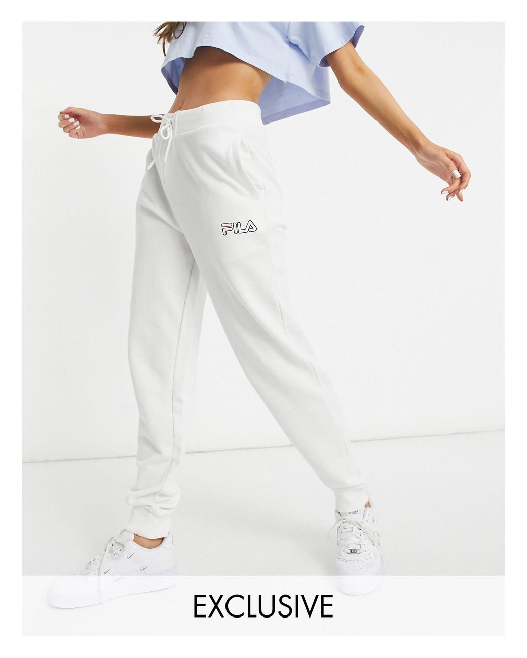 Fila Small Logo Oversized joggers in White | Lyst
