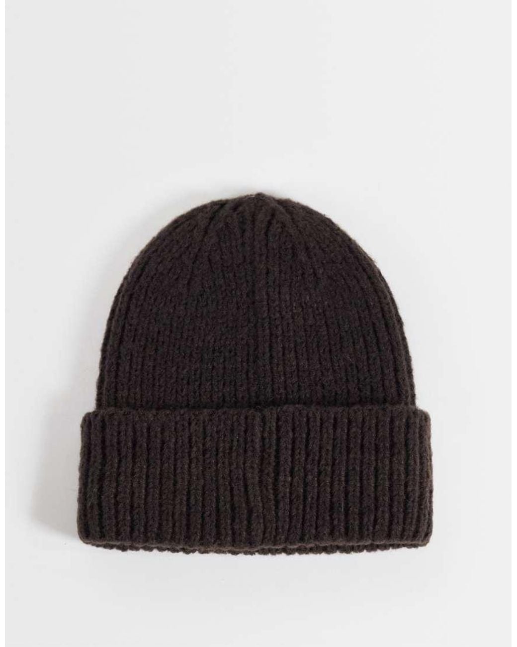 ASOS Black Brushed Knit Beanie for men