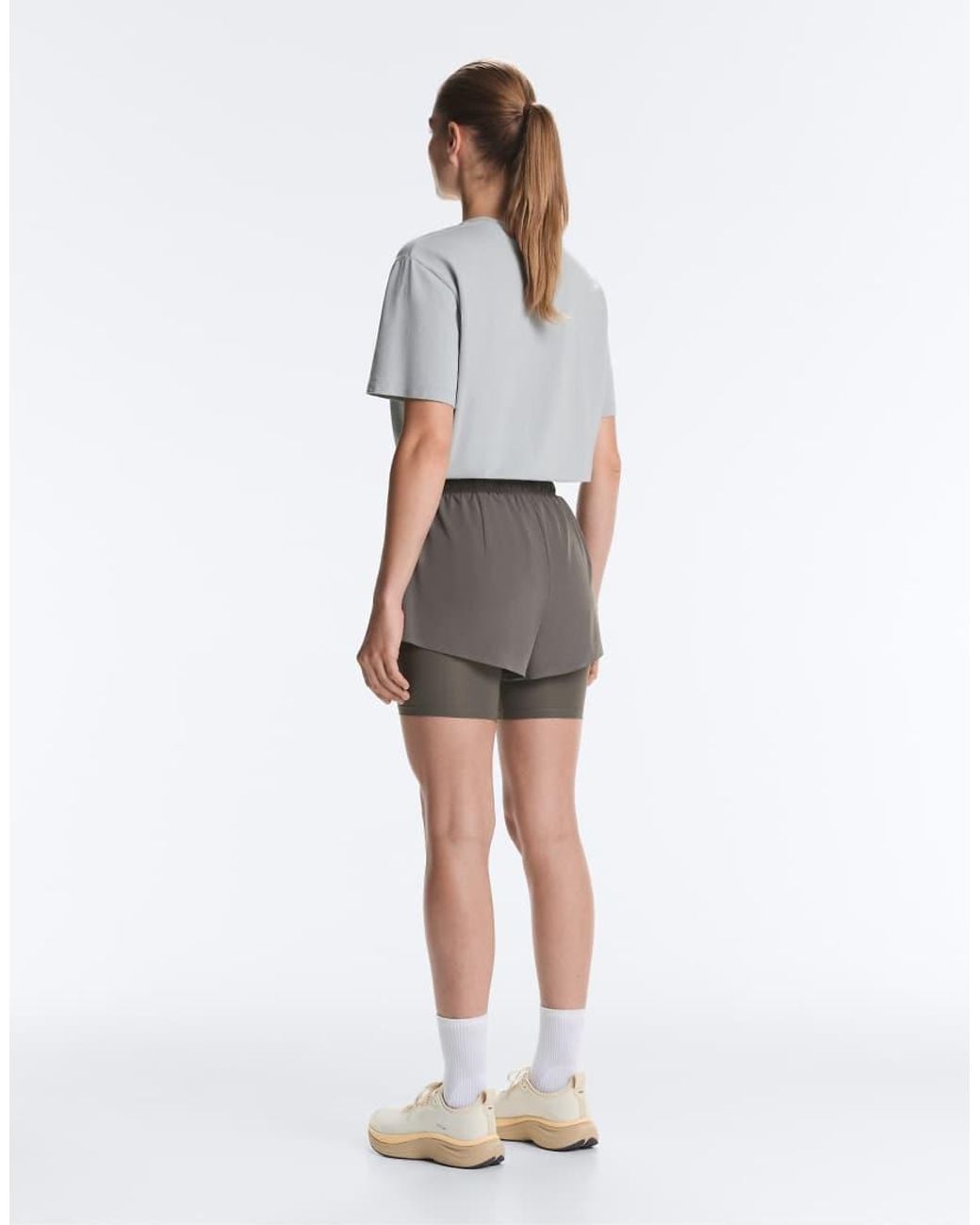 Oysho Gray Mid Rise 2-in-1 Technical Shorts