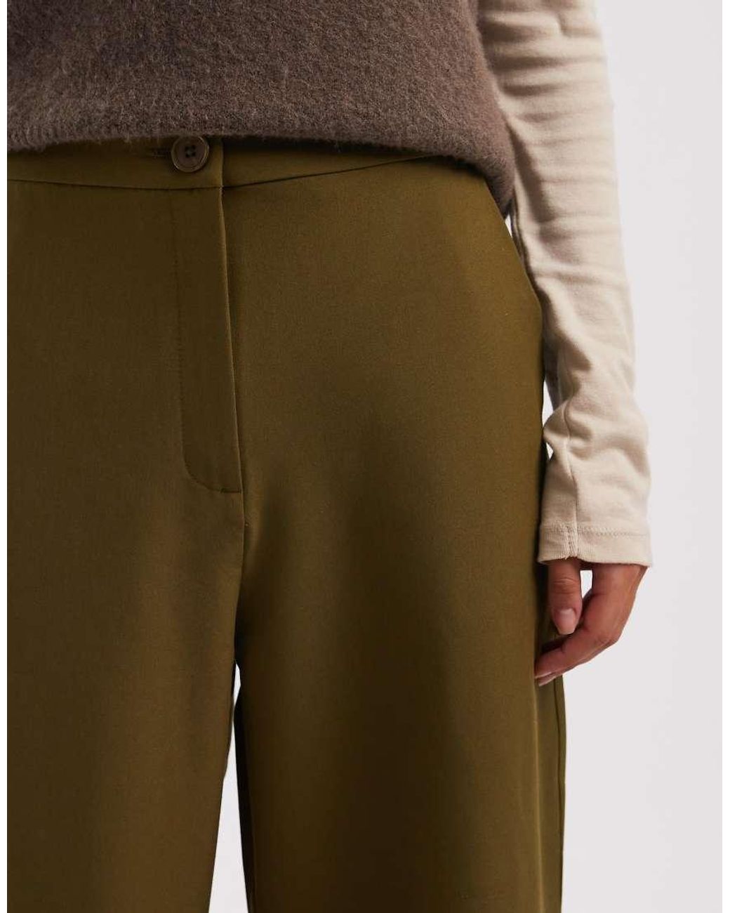 ASOS Natural Tailored Relaxed Straight Leg Trousers