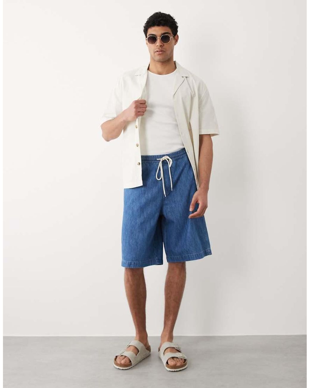 ASOS Blue Lightweight Loose Denim Jorts for men