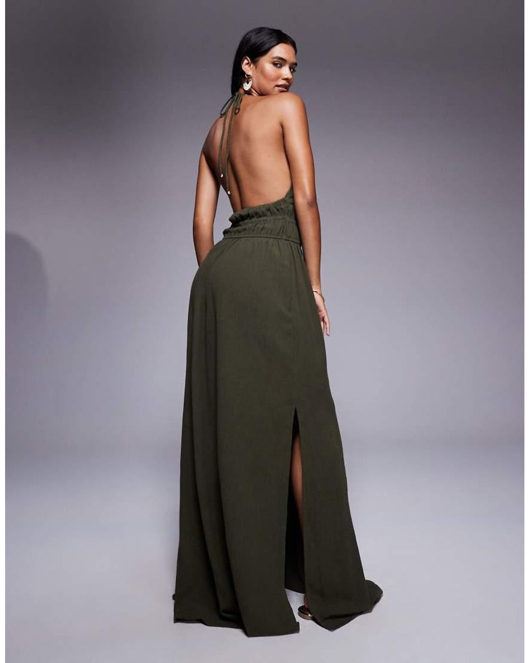 River Island Gray Halterneck Maxi Dress