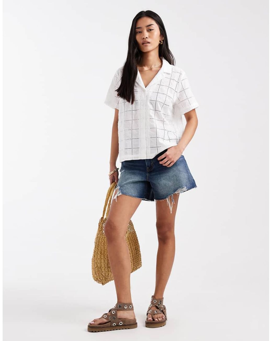 Levi's White Broderie Anglais Boxy Shirt