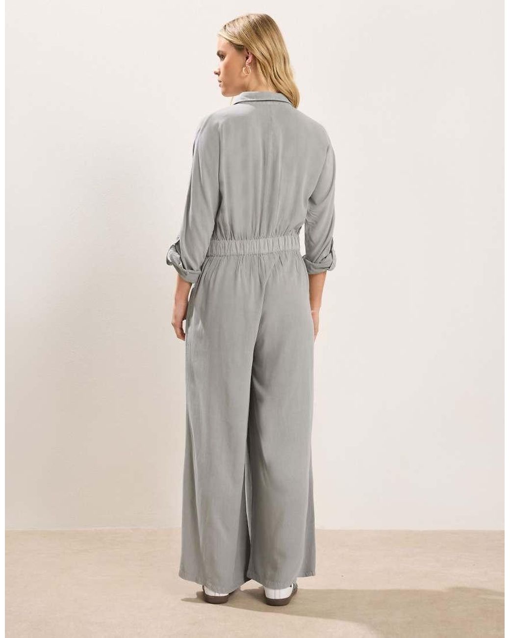 PixieGirl Gray Petite Wide Leg Jumpsuit