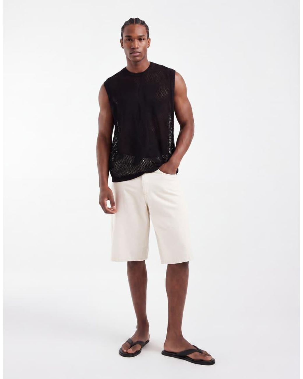 ASOS Black Knit Relaxed Tank Top for men