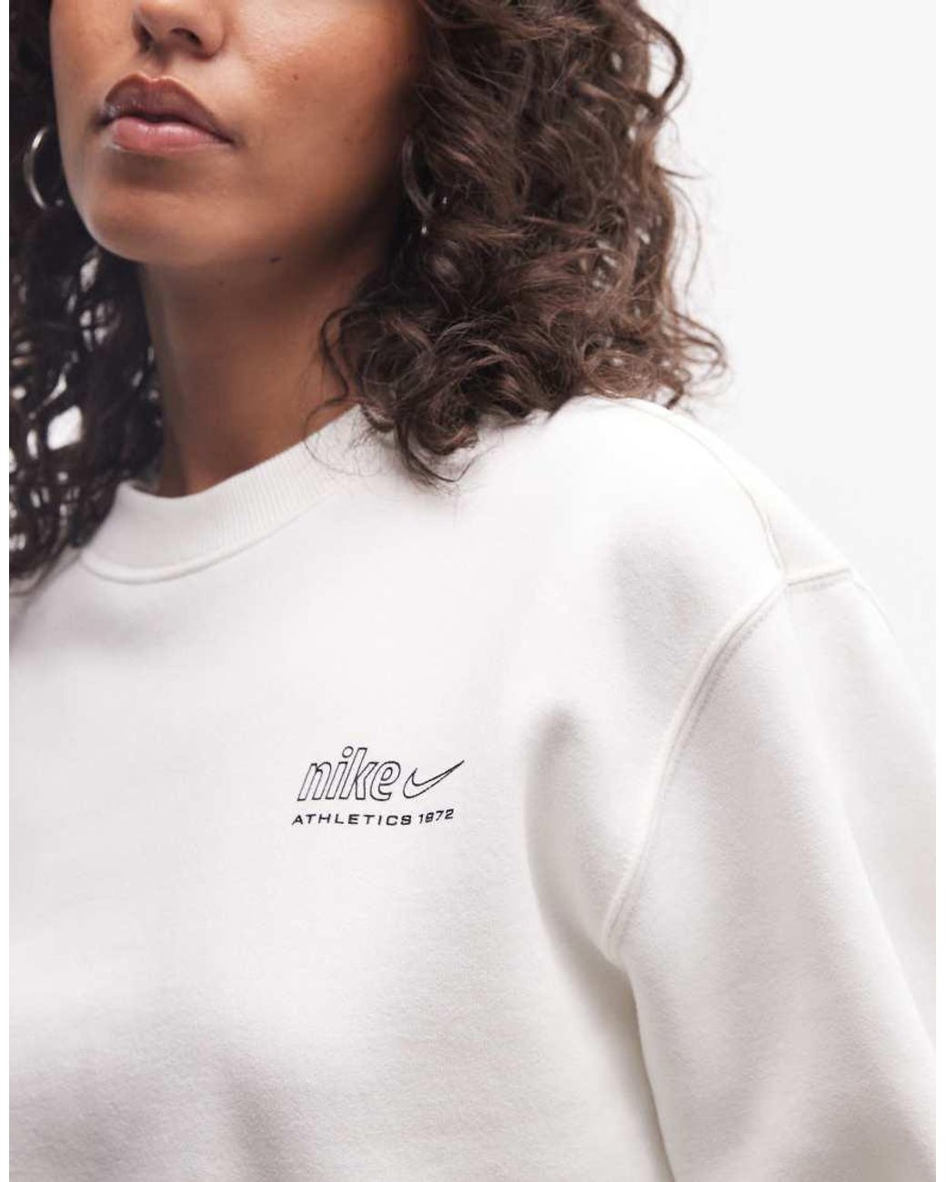 Nike White Studio Fleece Mid-weight Athletic Dept Sweat
