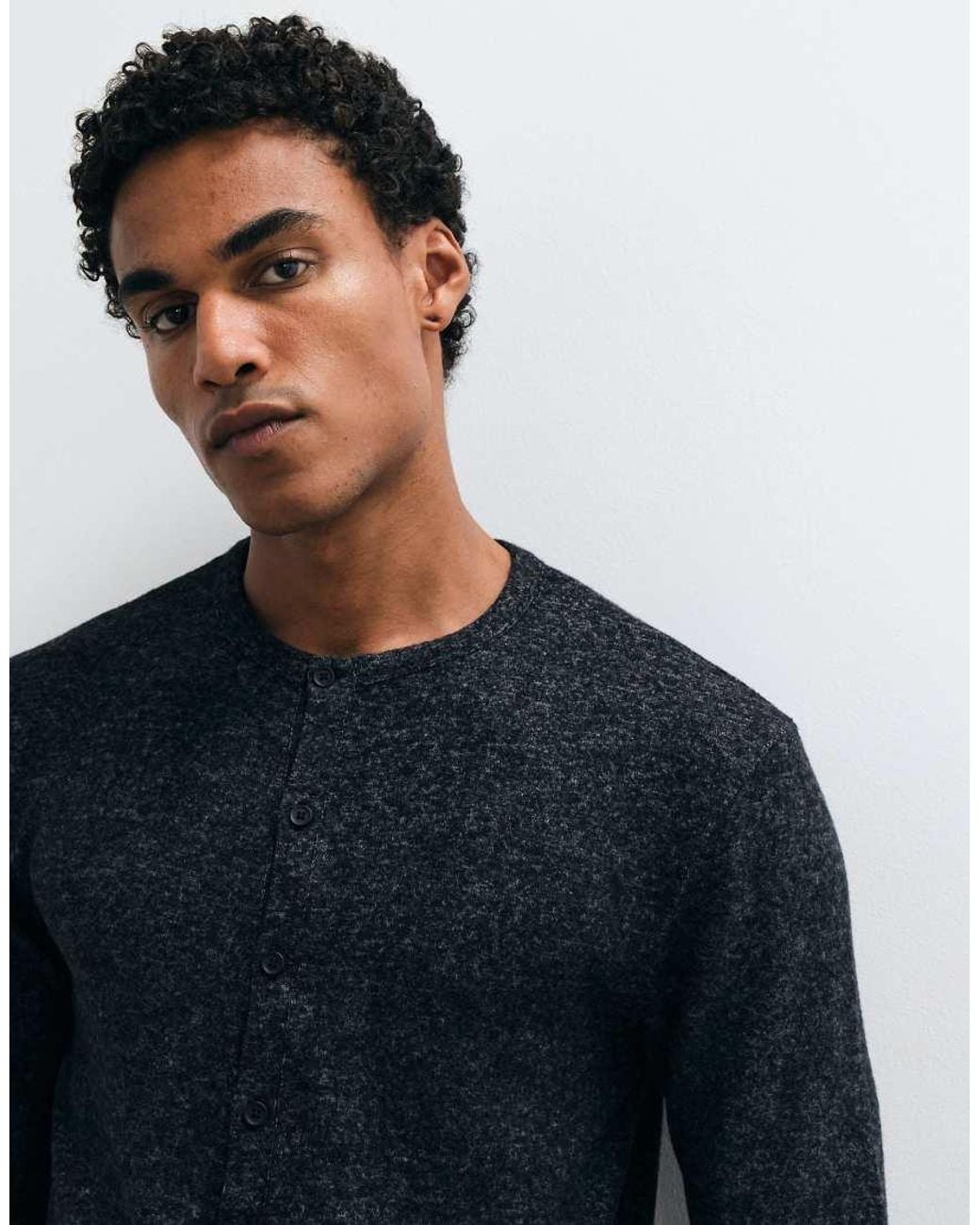 ASOS Blue Relaxed Long Sleeve Button Through T-shirt for men