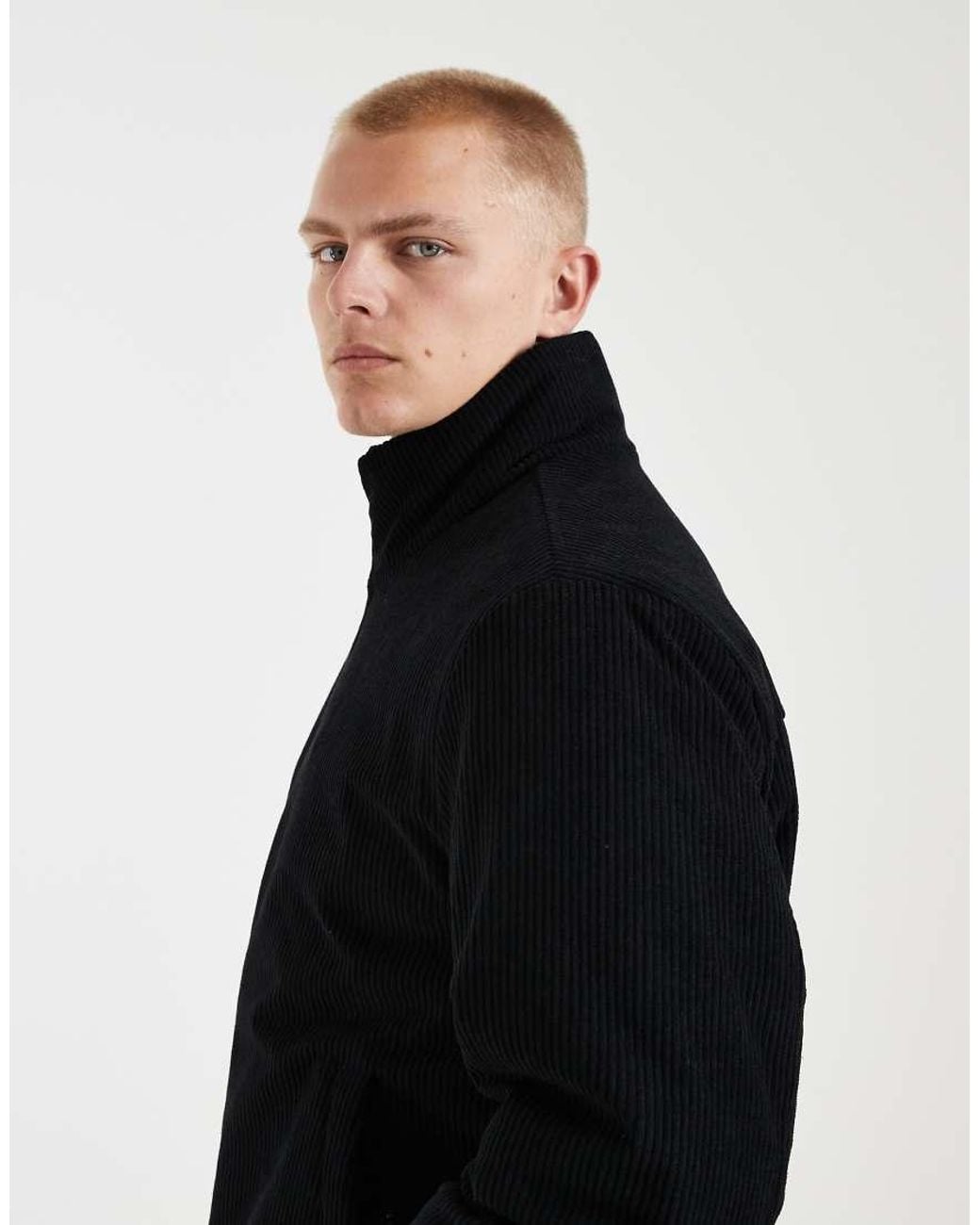 Redefined Rebel Black Boxy Oversized Cord Jacket for men