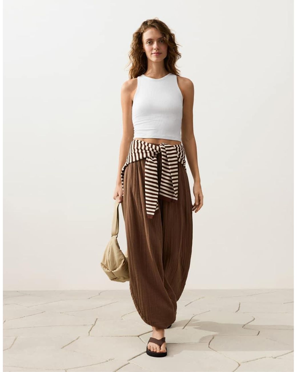 Oysho Black 100% Cotton Balloon Trousers