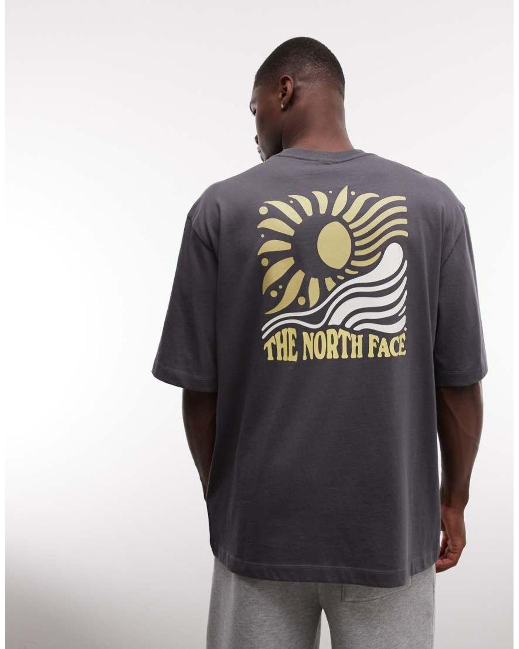 The North Face Gray Sun Backprint Oversized T-shirt for men