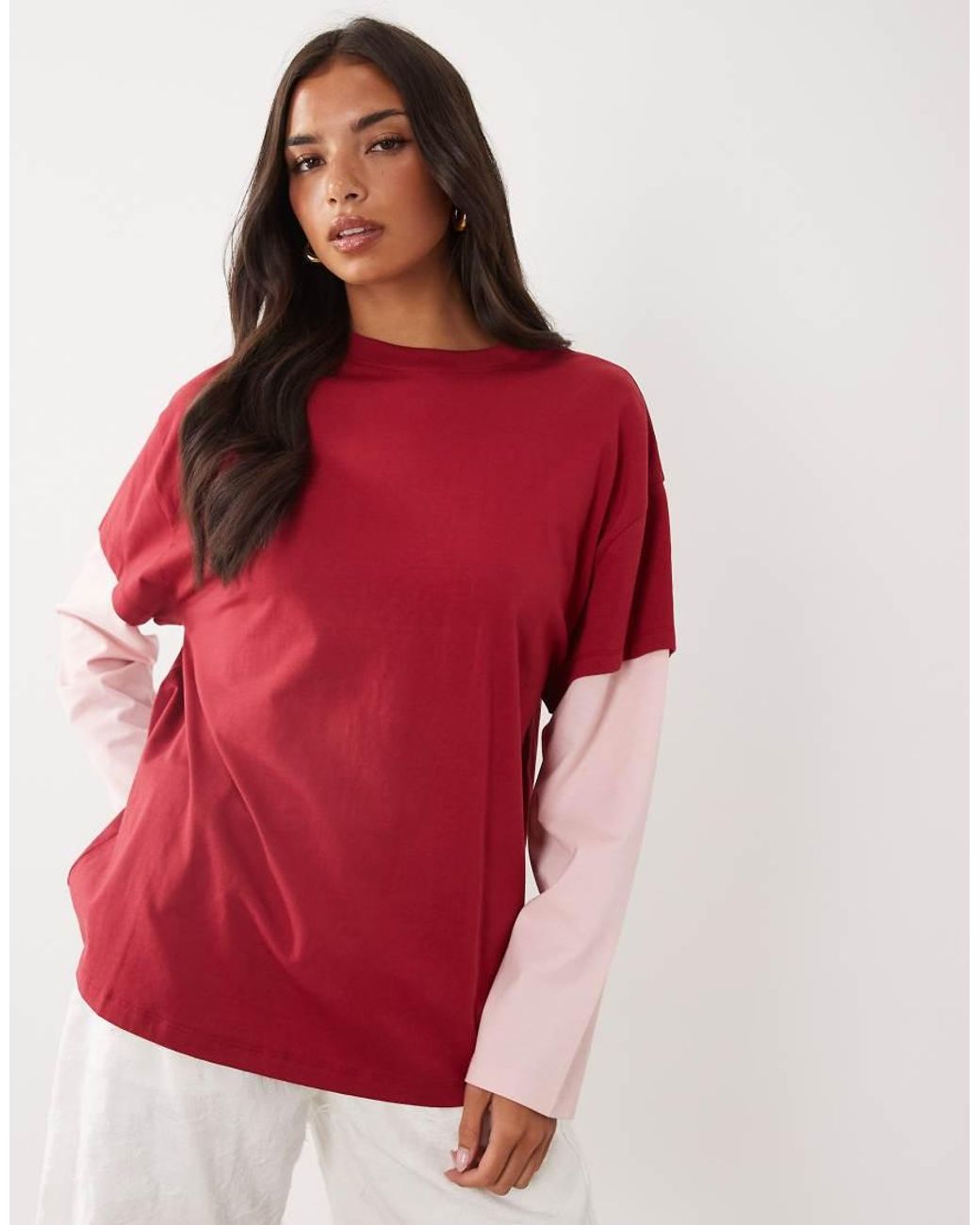 ASOS Red Oversized Double Layer T-shirt