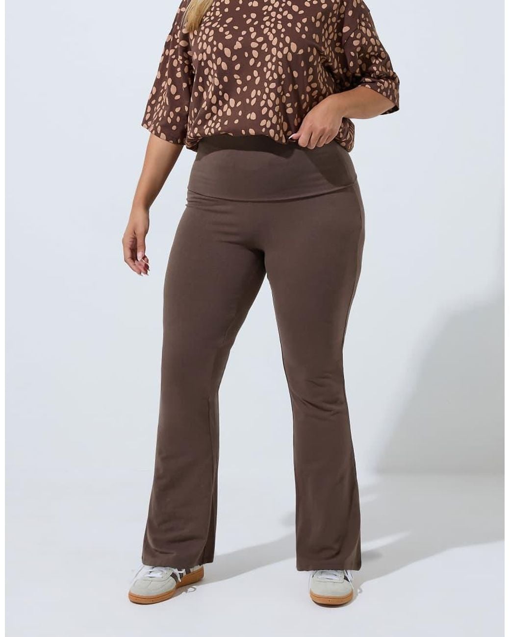 Yours Clothing Brown Fold Over Flared Leggings