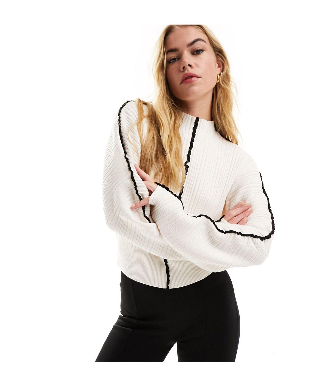 Other Stories Mono Colour Block Merino Wool And Cotton Blend Sweater in White Lyst Australia