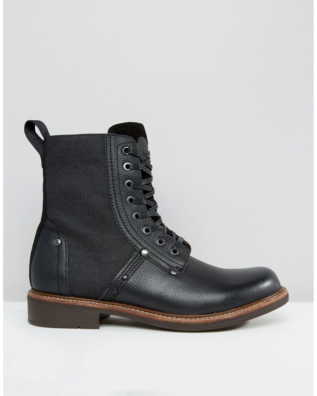 G-Star RAW Labour Lace Up Leather Boots in Black for Men | Lyst