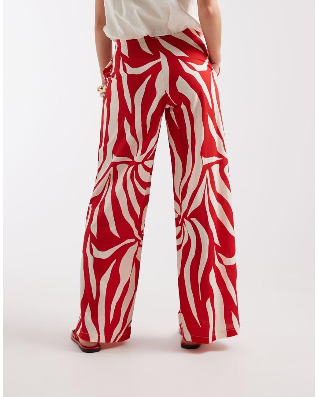 ONLY Red Wide Leg Pull On Pants