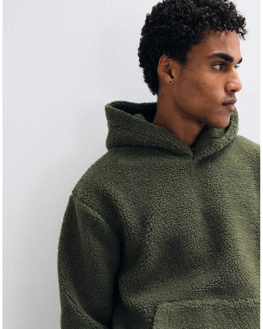 ASOS Blue Relaxed Borg Hoodie for men