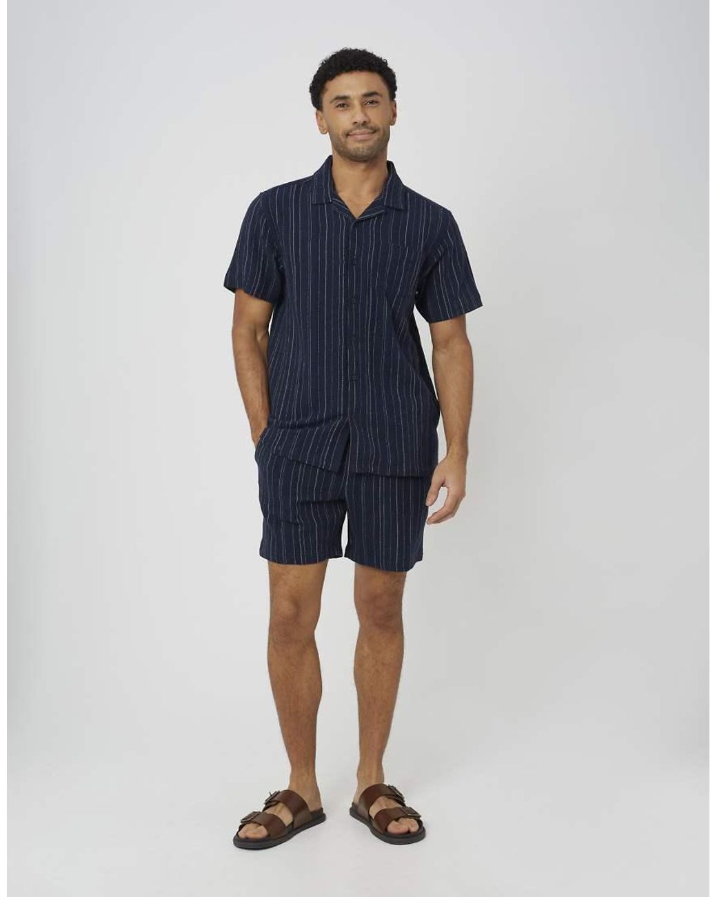 Brave Soul Blue Stripe Shorts for men