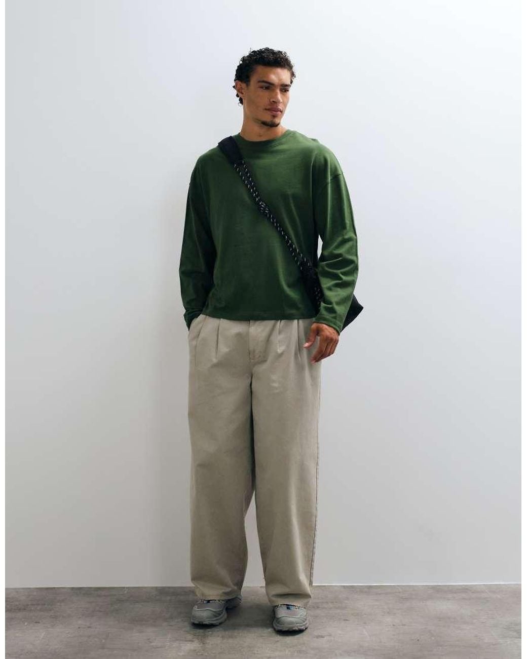 Collusion Green Oversized Heavyweight Long Sleeve Skate T-shirt for men
