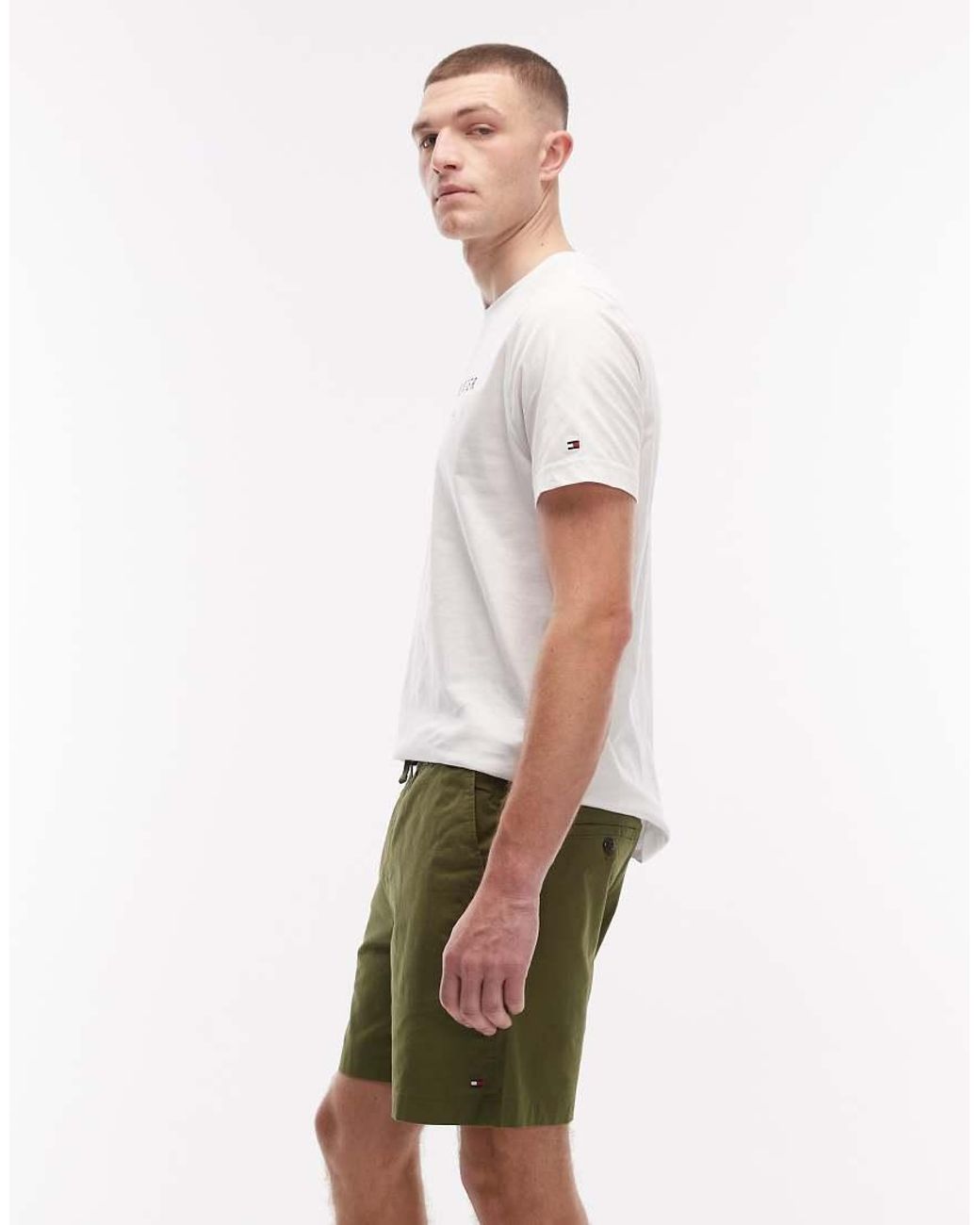 Tommy Hilfiger Green 6 In Shorts In Khaki for men
