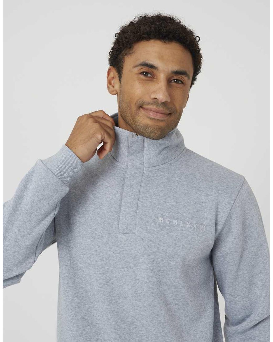 Brave Soul Blue Quarter Zip Sweatshirt for men