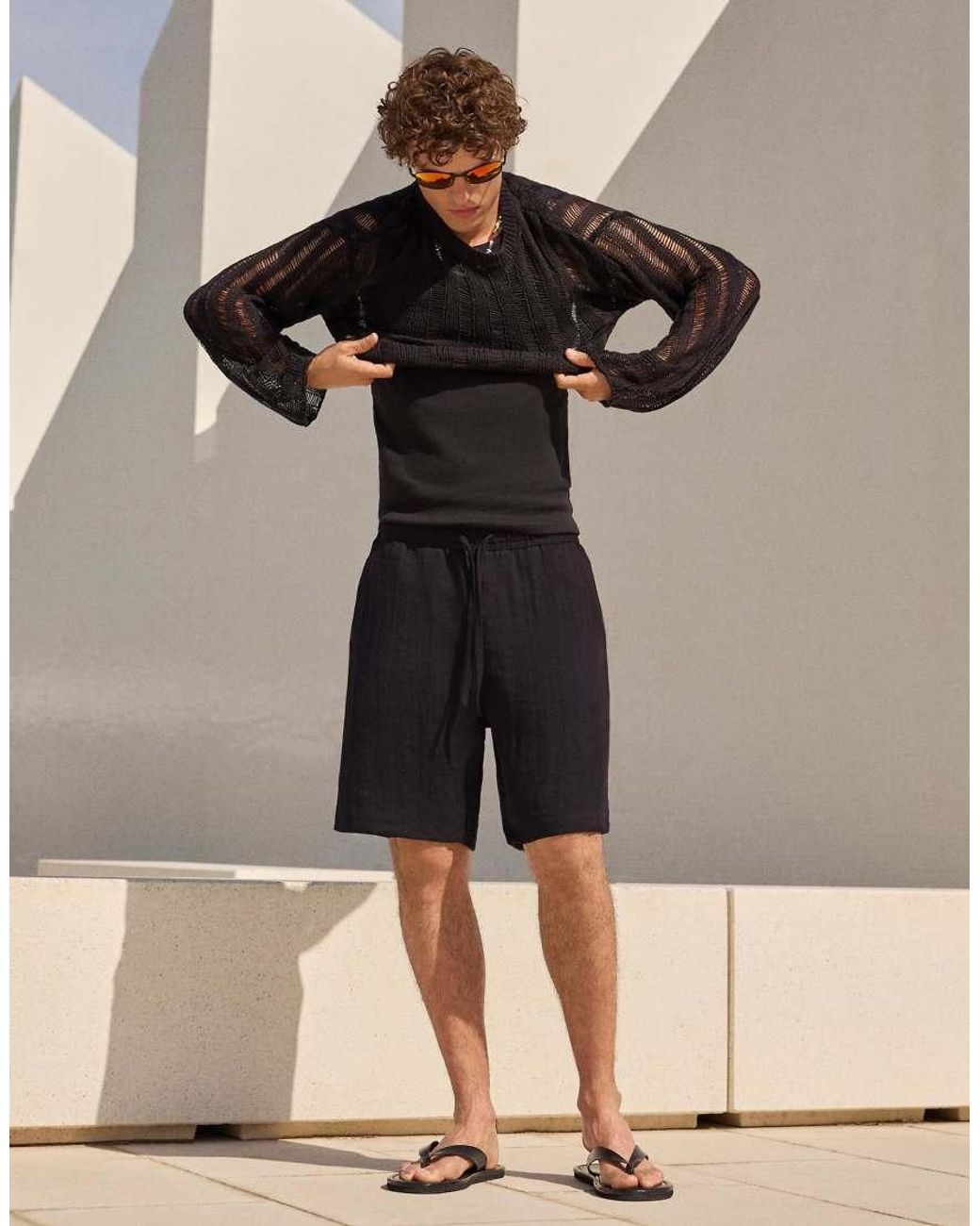 Bershka Natural Rustic jogger Bermuda Shorts for men