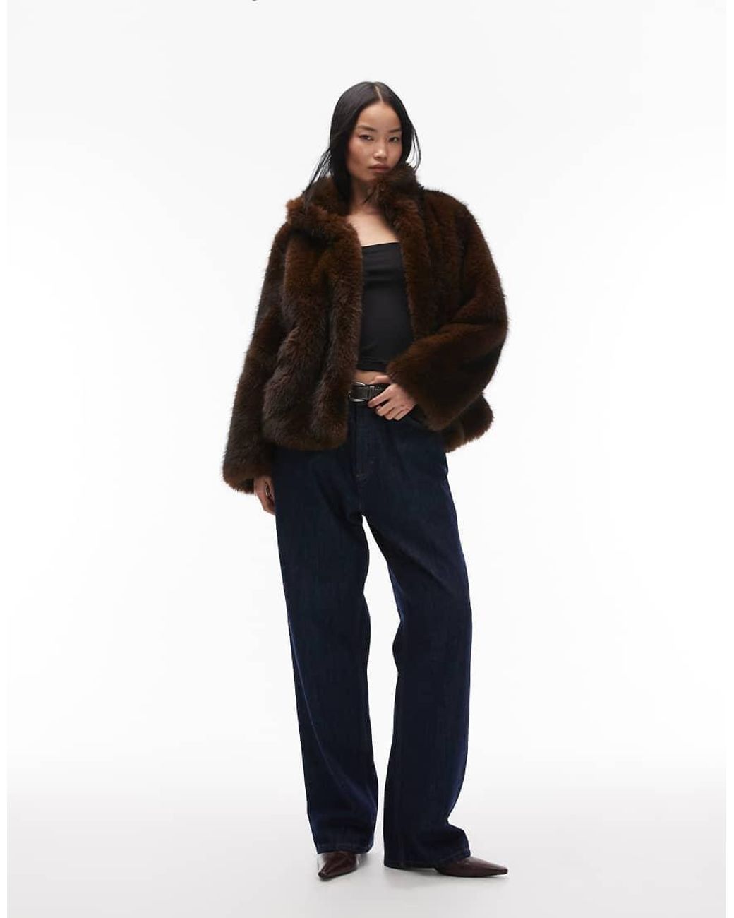 ARKET Black Faux Fur Jacket With Front Pockets