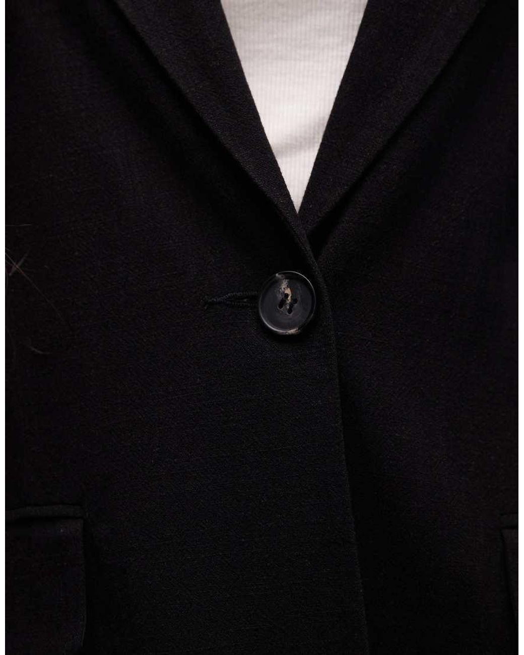 TOPSHOP Black Linen Oversized Slouchy Blazer