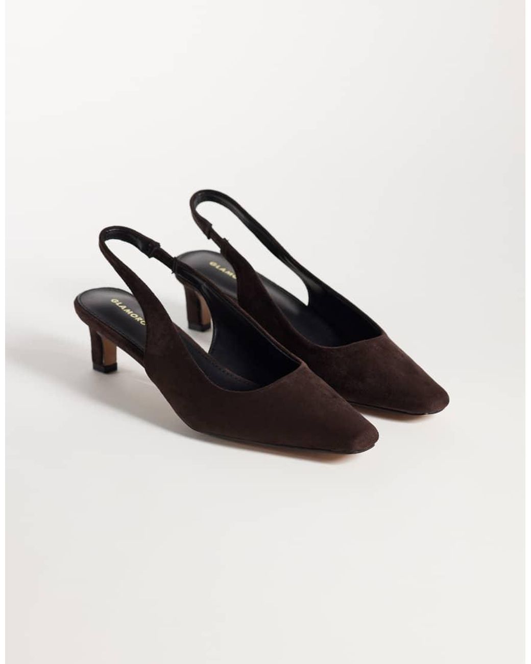 Glamorous Natural Slingback Kitten Heel Shoes