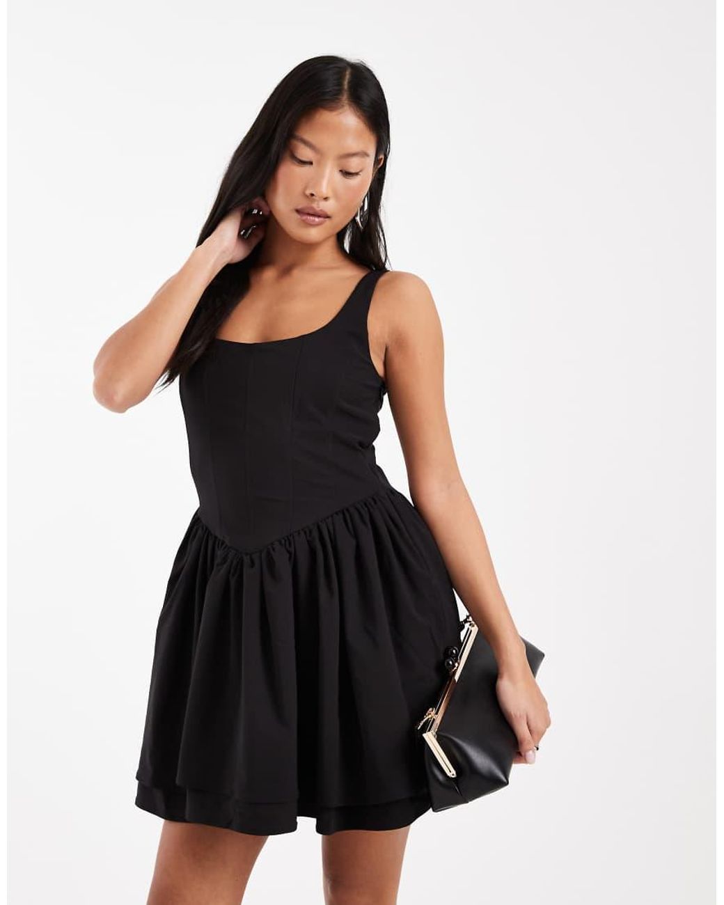 Only Petite Black Corset Detail Mini Dress