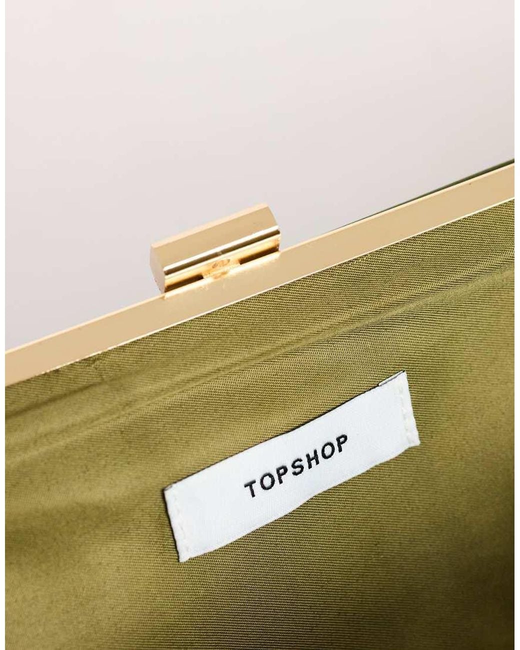 TOPSHOP Green Ember Small Envelope Satin Clutch Bag