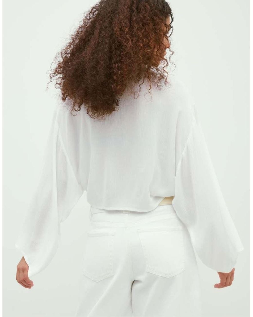 Stradivarius White Flowing Open Blouse