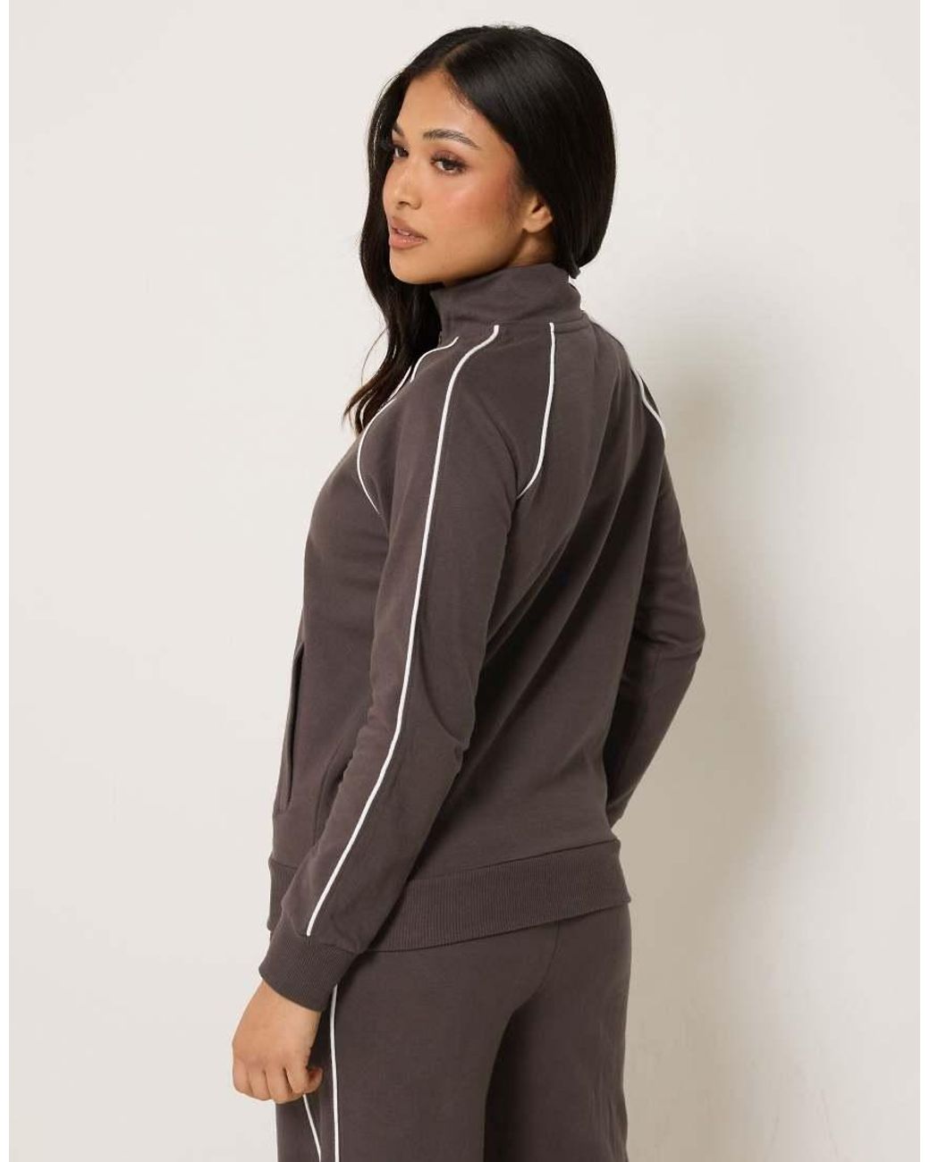PixieGirl Brown Petite Contrast Zip Jacket