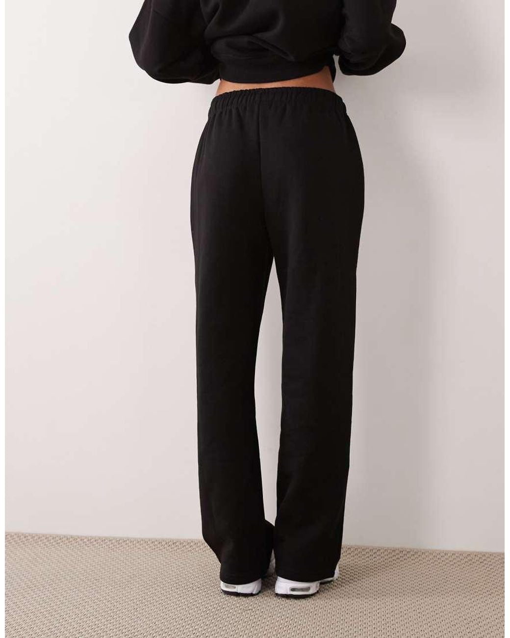 Kaiia Black Cotton Rich Eyelet Front Wide Leg Trackies