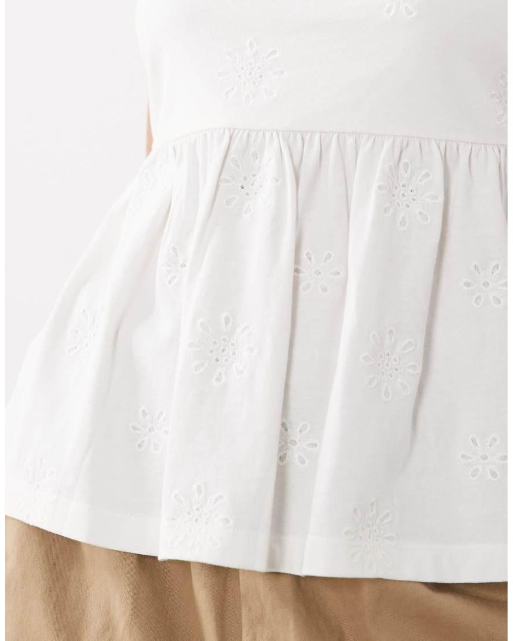 Mango White Teen Embroidered Bandeau Top
