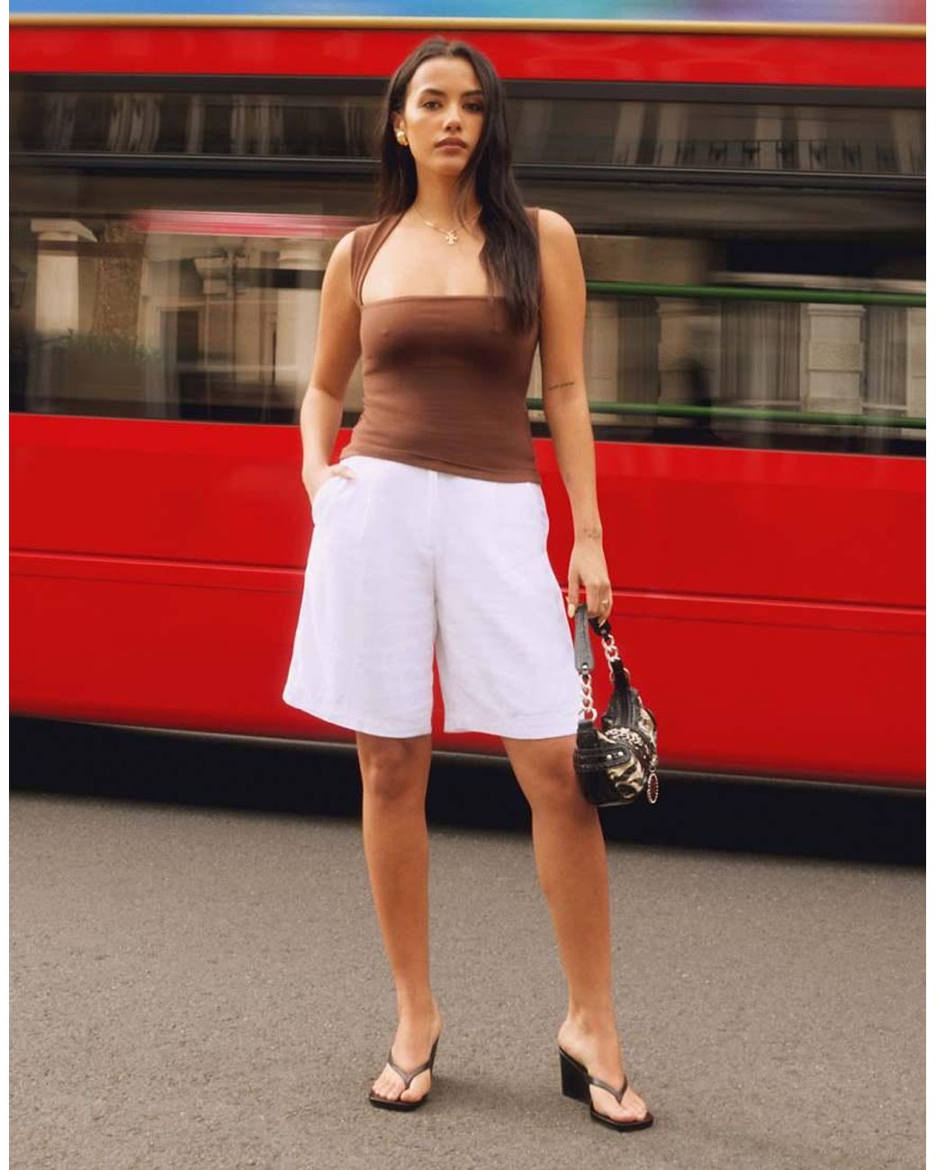 Abercrombie & Fitch Natural Mid Rise Bermuda Shorts