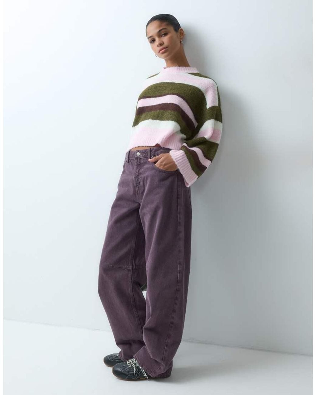 Miss Selfridge Multicolor Fluffy Stripe Slouchy Jumper