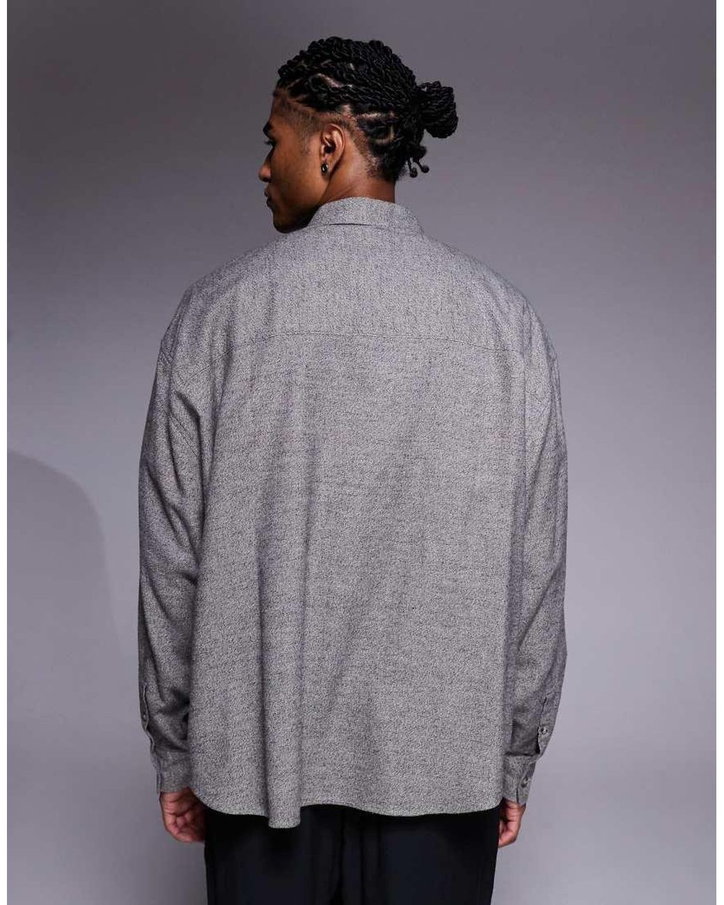 ASOS Gray Volume Oversized Shirt for men
