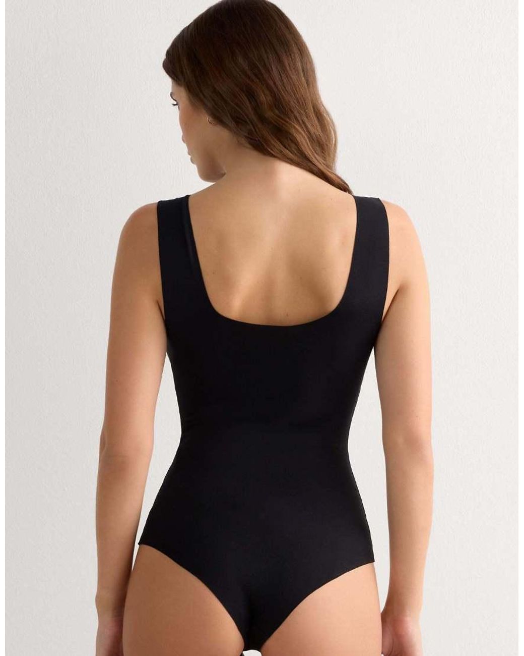 Intimissimi Black Raw-Cut Cotton Bodysuit