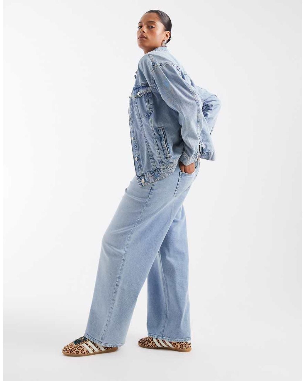 Vero Moda Blue Sandie Mid Rise Wide Leg Stretch Jeans