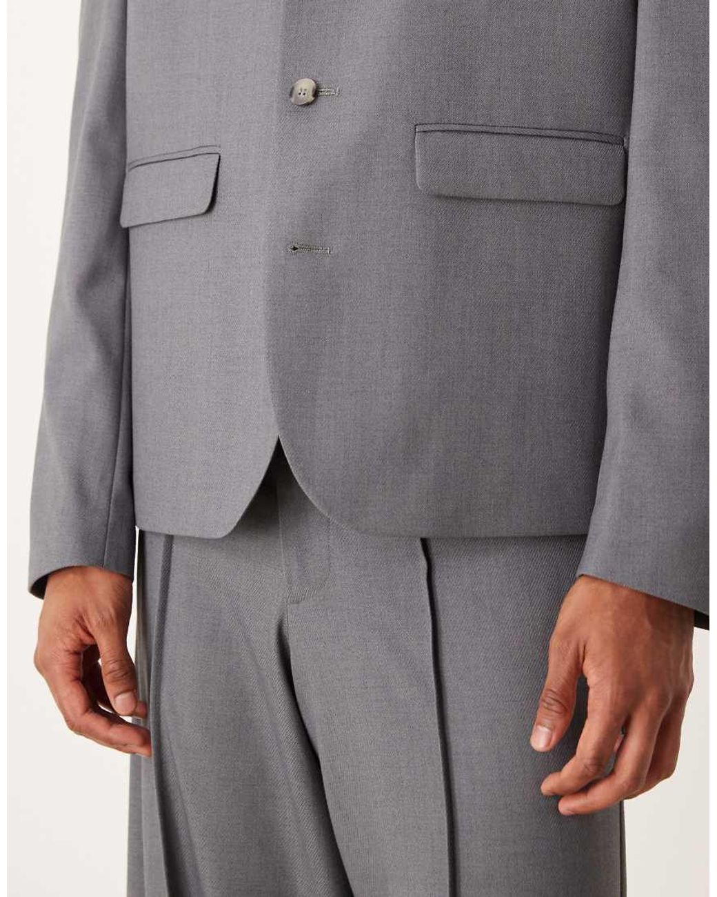 ASOS Gray Boxy Cropped Suit Jacket for men
